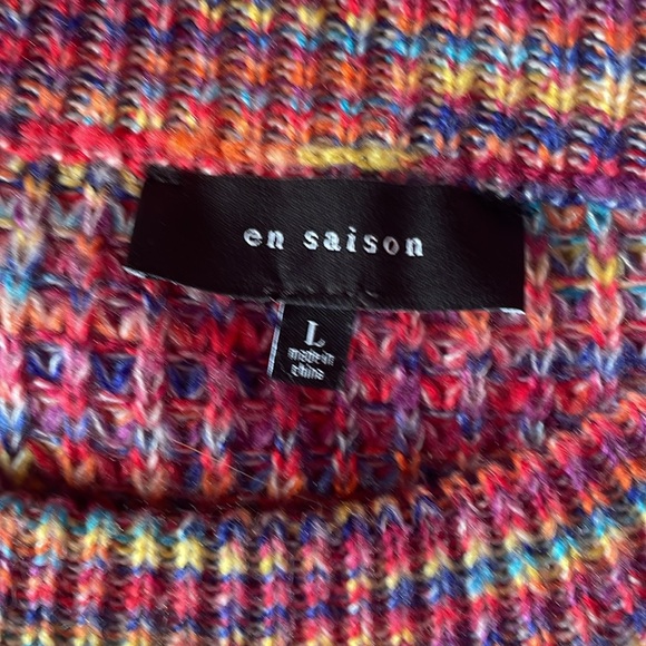 En Saison Multicolored knit sweater with puffed sleeves. Size L - Picture 6 of 6